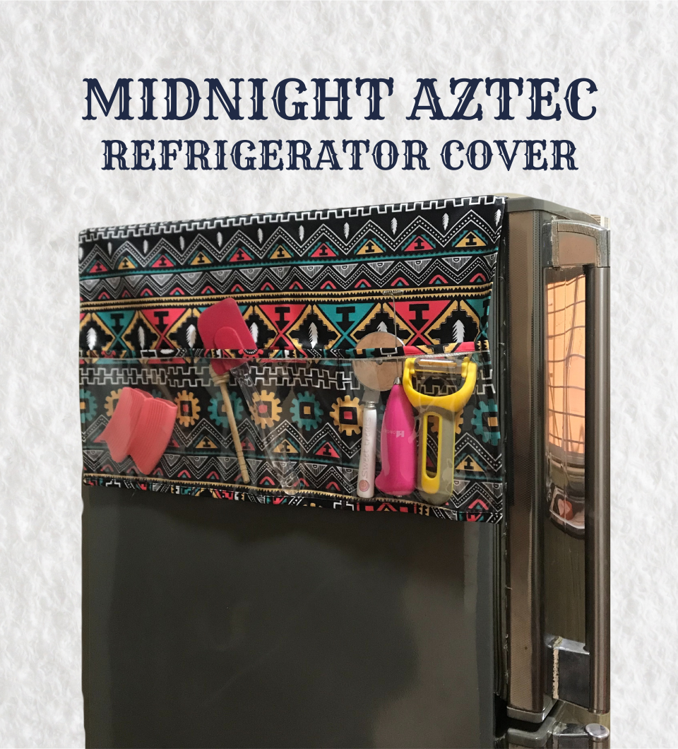 Printed Refrigerator Cover with Storage Pockets