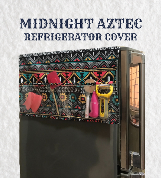 Printed Refrigerator Cover with Storage Pockets