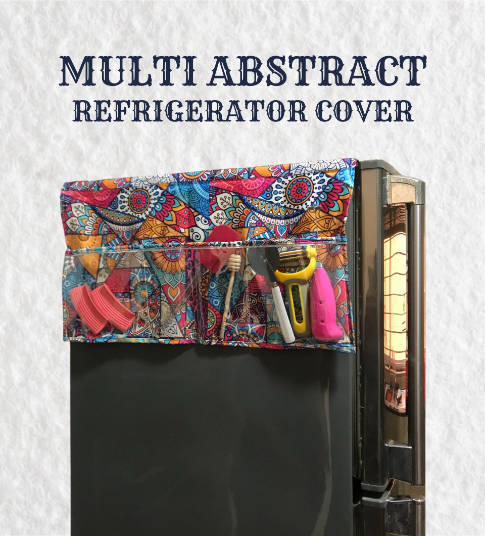 Printed Refrigerator Cover with Storage Pockets