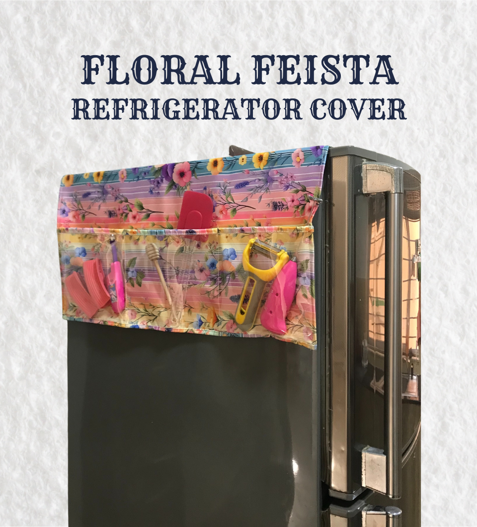 Printed Refrigerator Cover with Storage Pockets