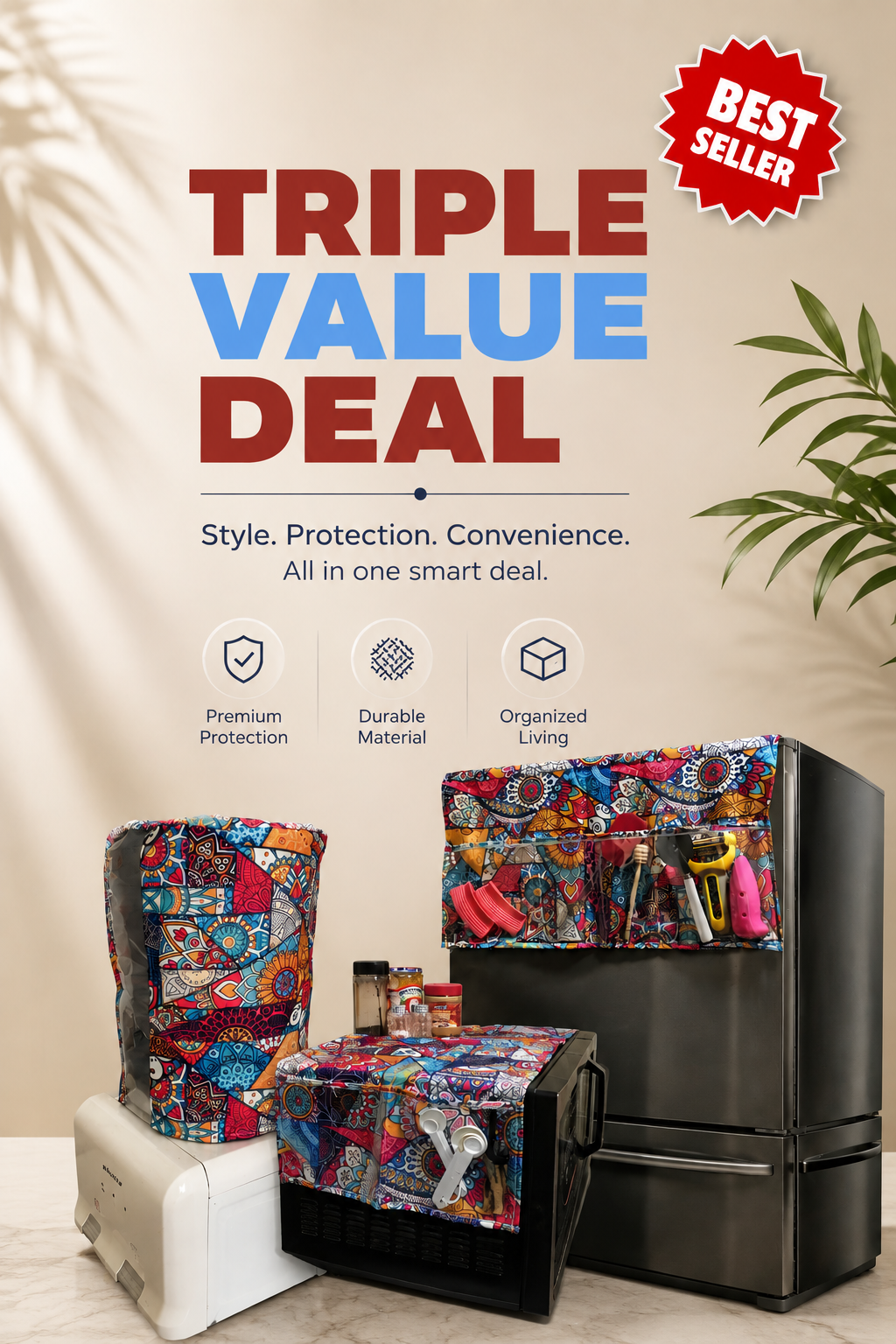 Triple Value Deal – Bottle, Microwave & Fridge Cover