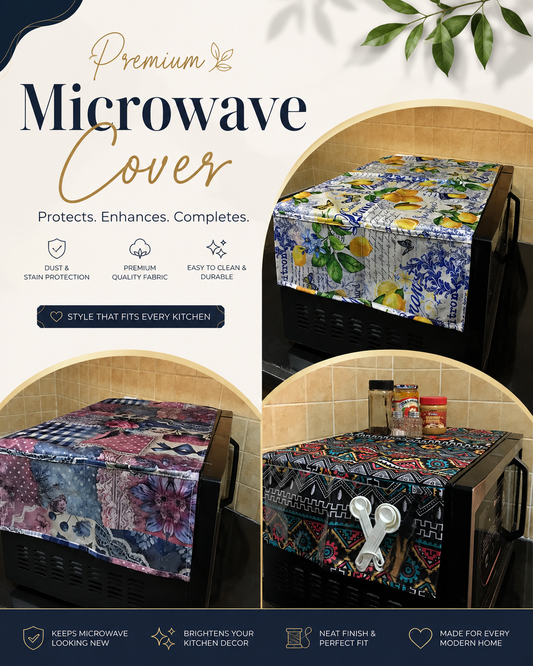 Printed Microwave Oven Cover with Utility Pockets