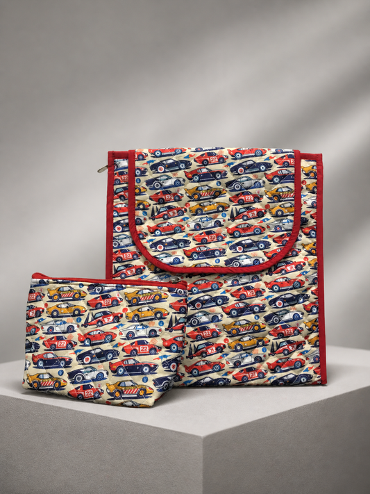 Racing Cars Adventure Boy Backpack & Zipper Pouch