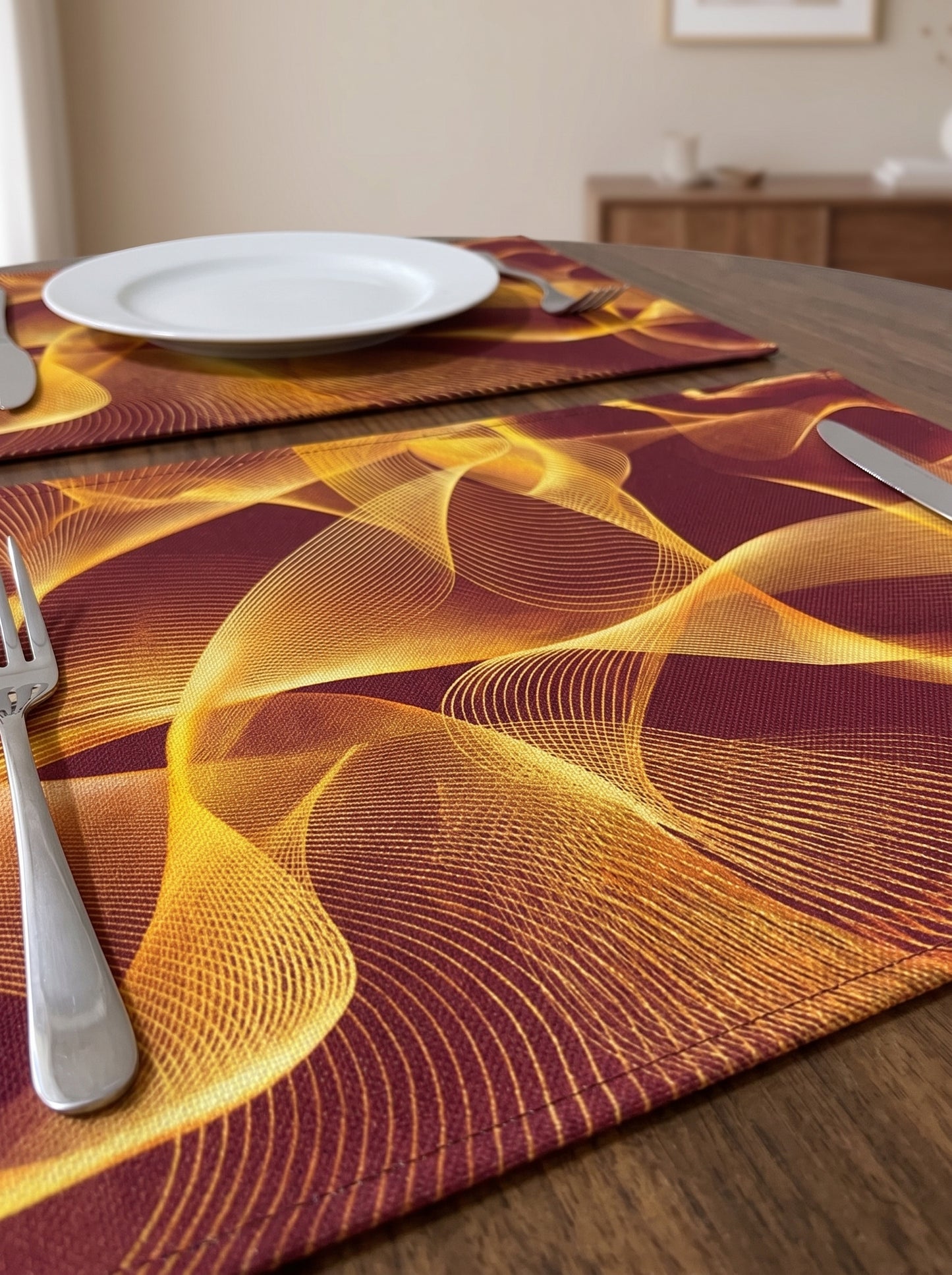 Amber Wave Abstract - Canvas Table Mat
