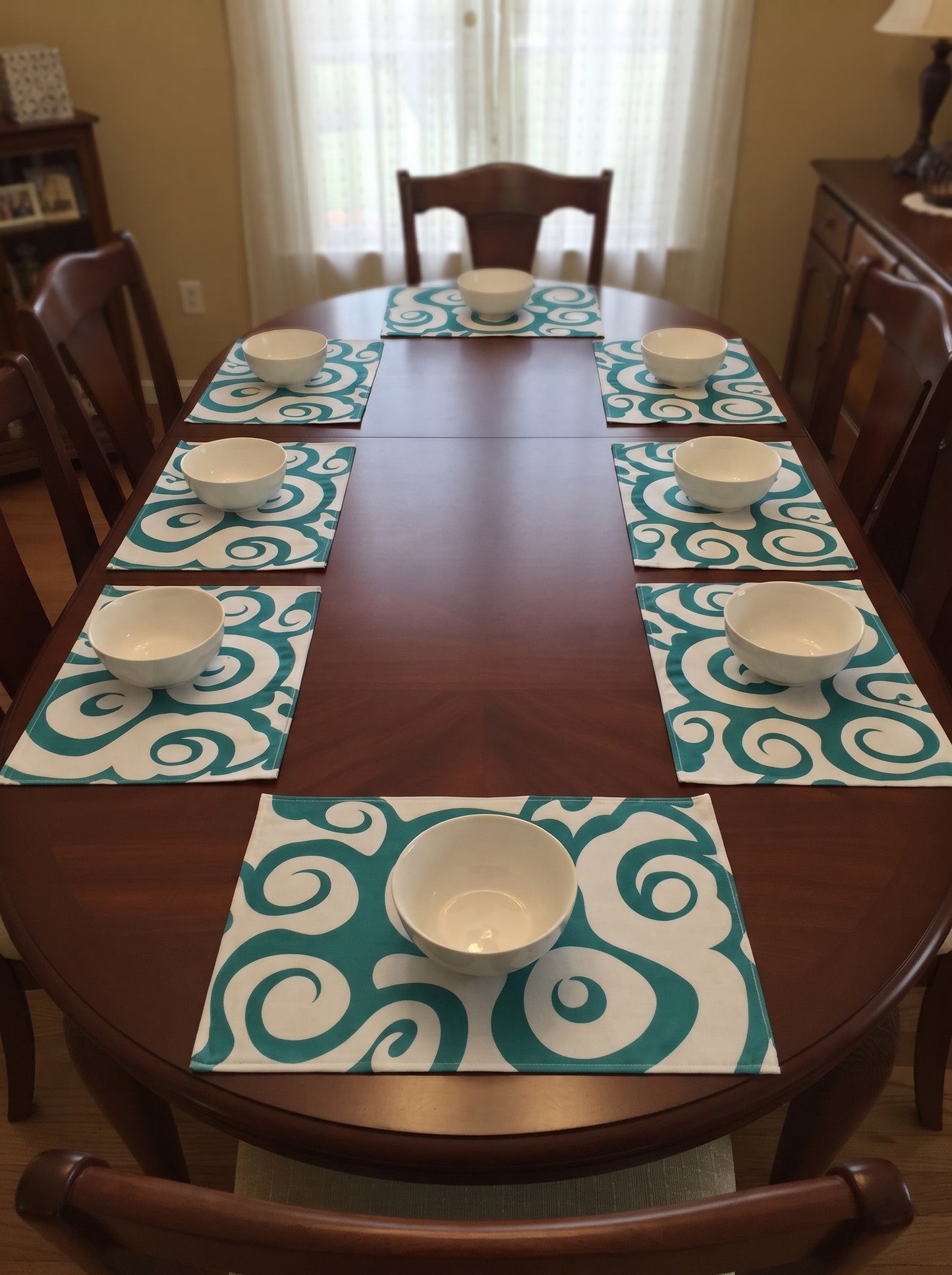 Teal Swirl – Canvas Table Mat