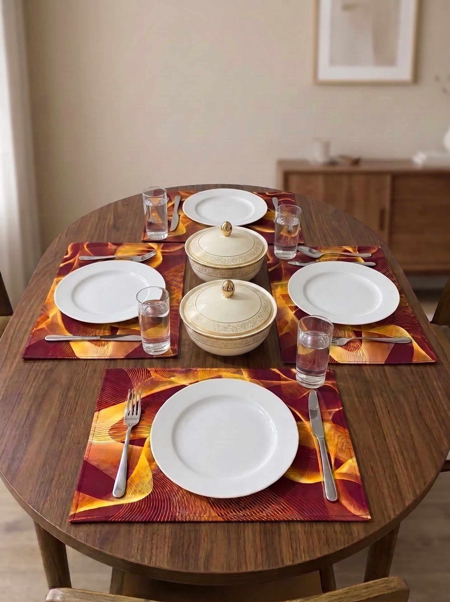 Amber Wave Abstract - Canvas Table Mat