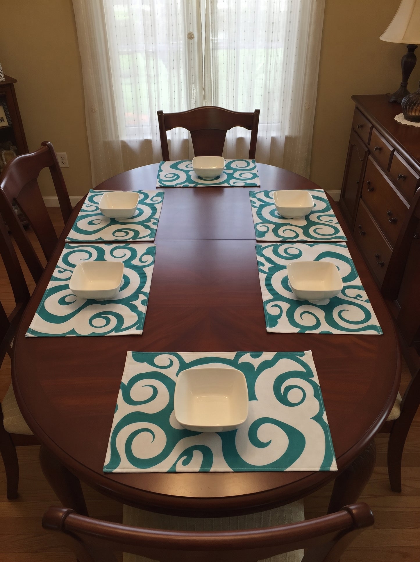 Teal Swirl – Canvas Table Mat