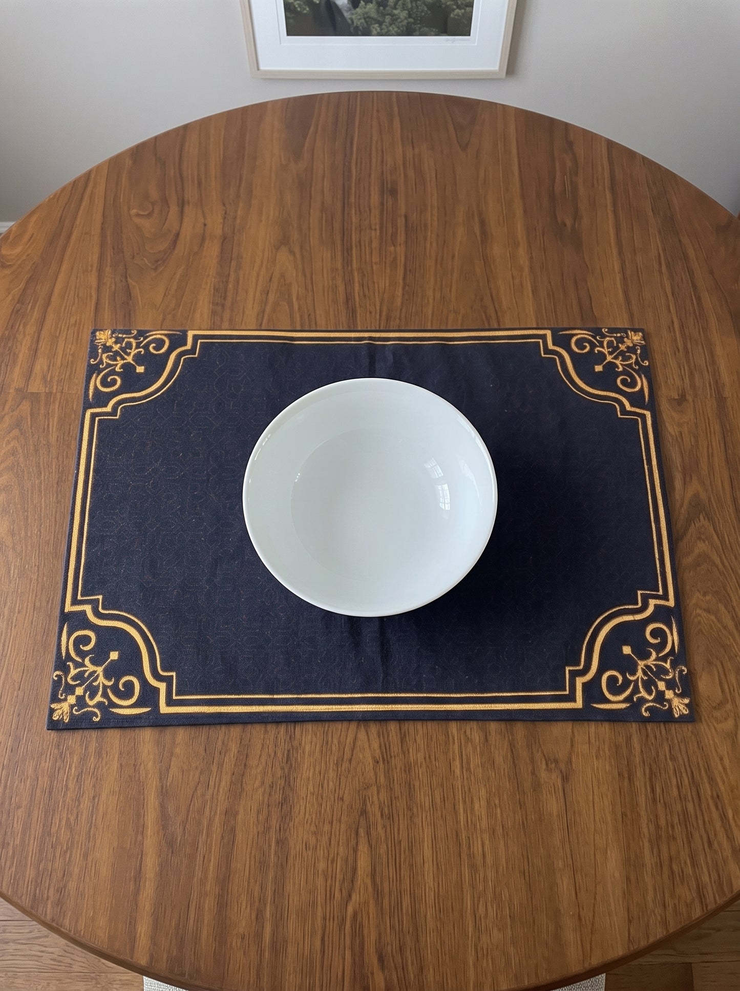 Royal Navy & Gold Filigree - Canvas Table Mat