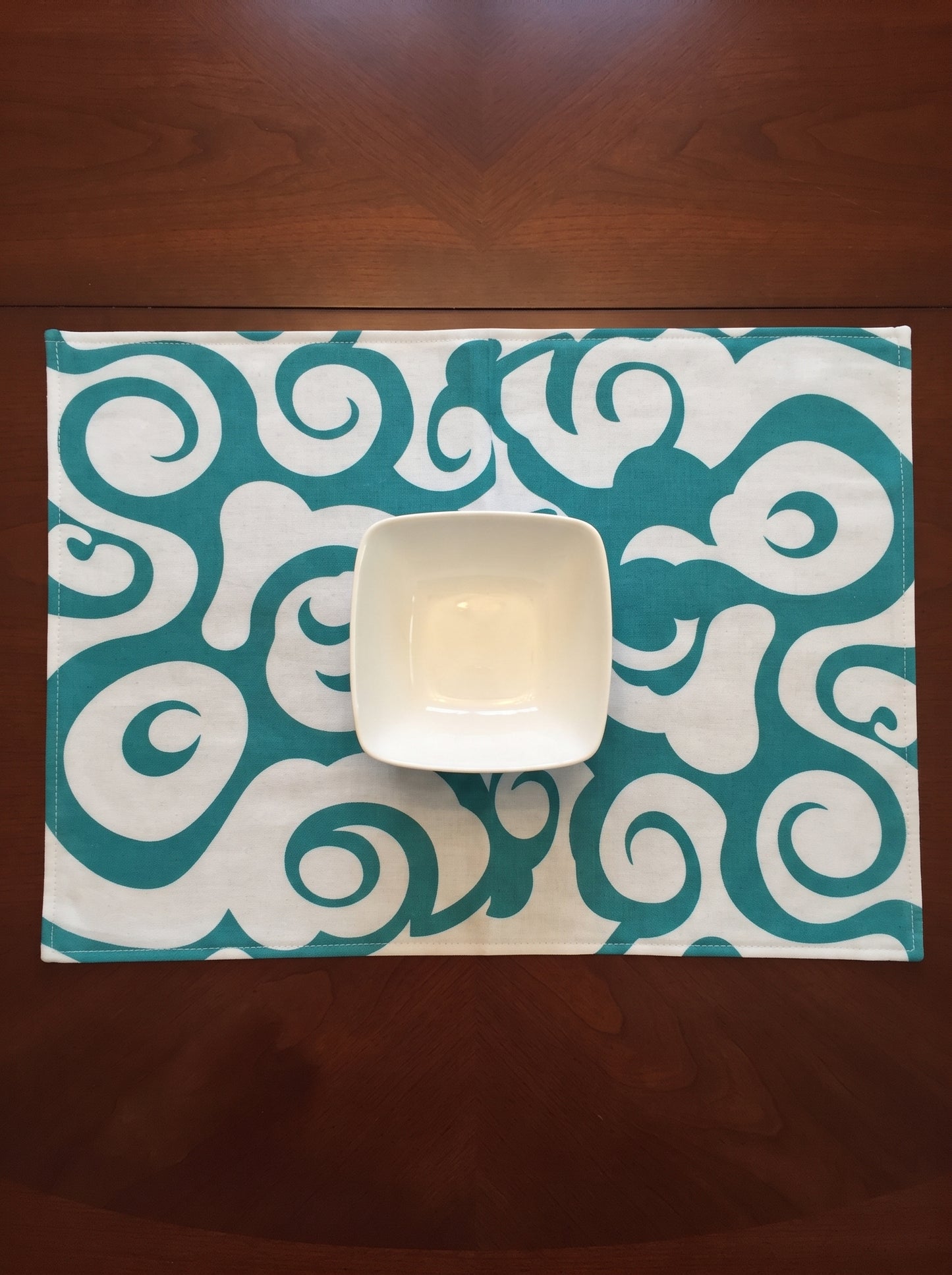 Teal Swirl – Canvas Table Mat