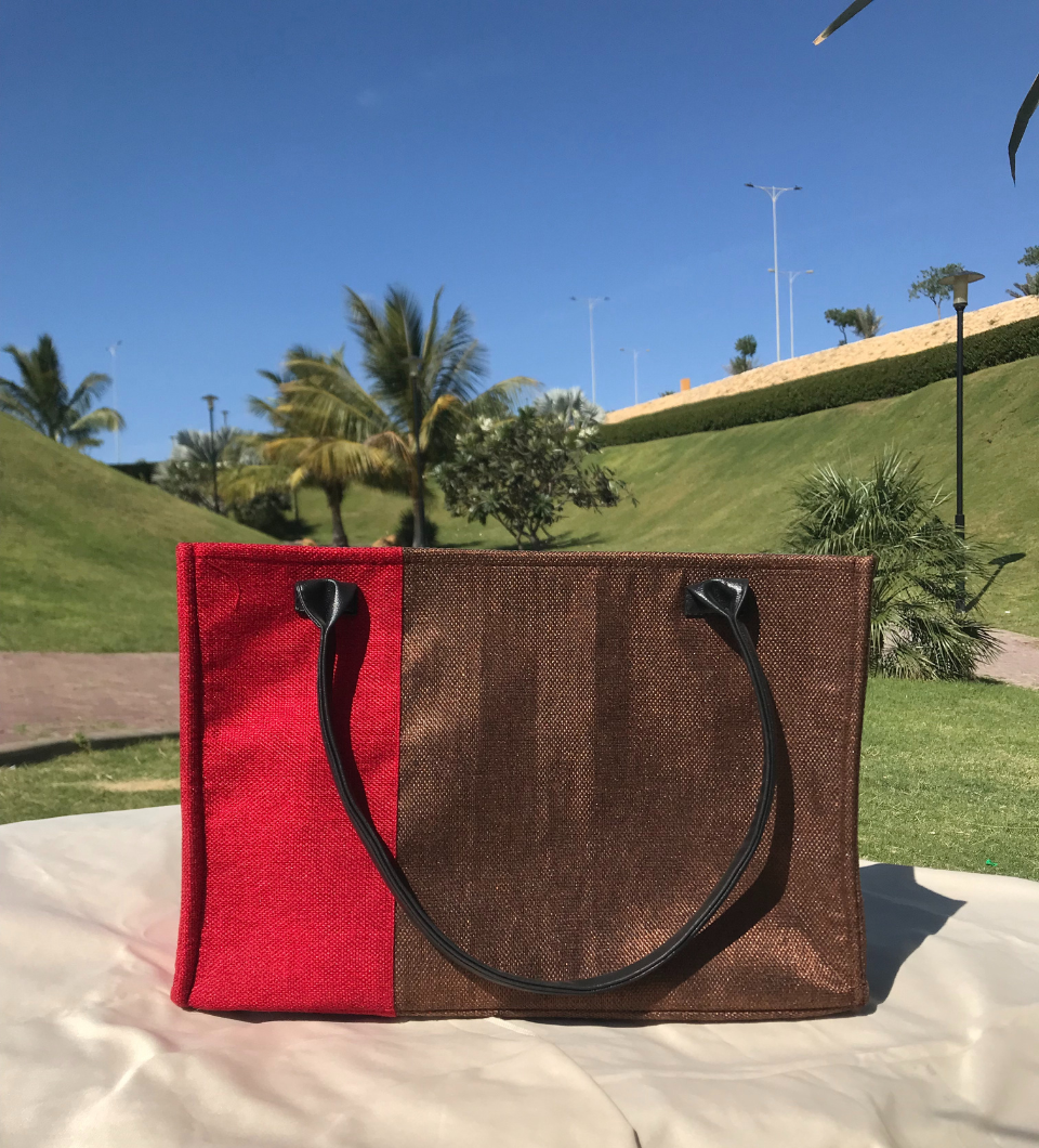 Everyday Classic Tote – Brown & Red