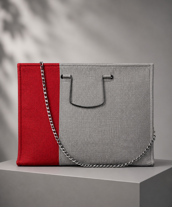 Everyday Classic Tote - Grey & Red