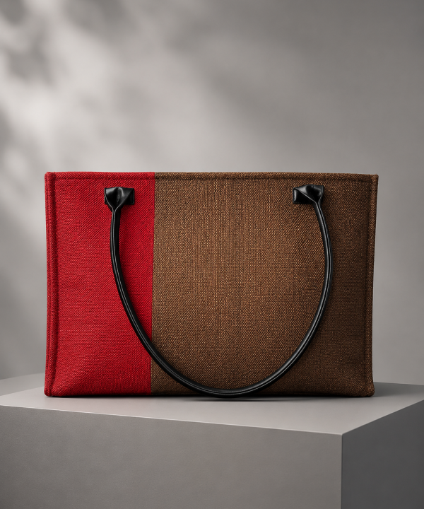 Everyday Classic Tote – Brown & Red