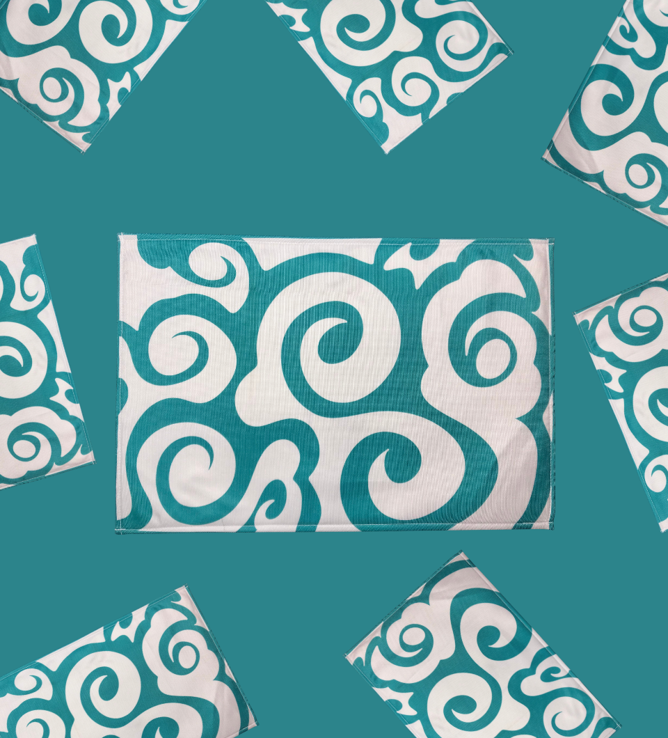Teal Swirl - Canvas Table Mat - Image 2