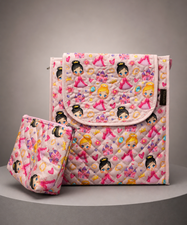 Pink Princess Castle Kids Backpack & Zipper Pouch