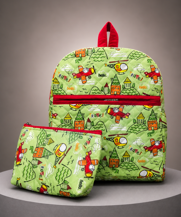 Travel & Adventure Kids Backpack & Zipper Pouch