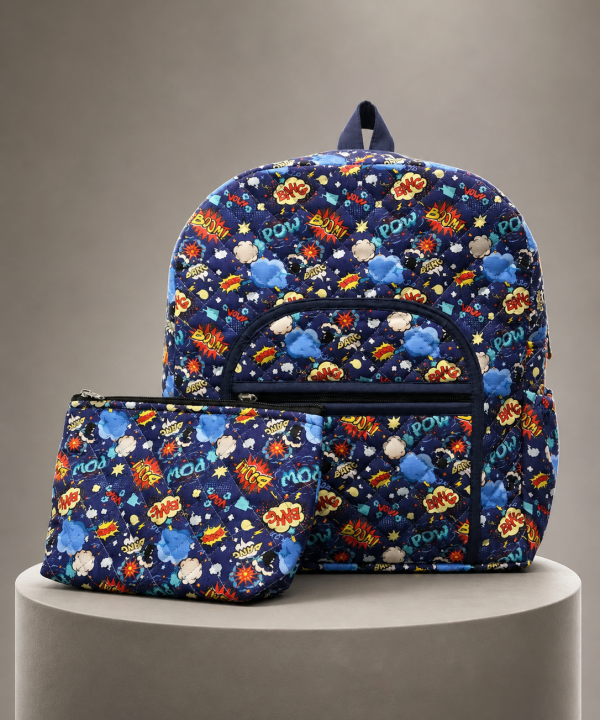 Comic Blast Kids Backpack & Zipper Pouch